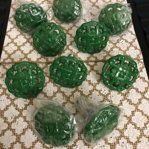 Set of Vintage Green Decorative Knobs